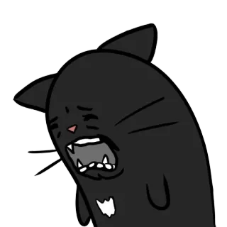 😭 d6f0c82a gato, gato preto, bocejo, animal, adesivo, desenho animado telegram sticker