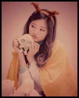 ⚡ ea36bd44 wanita, boneka, rusa, telinga, bando, potret, lucu, cosplay telegram sticker