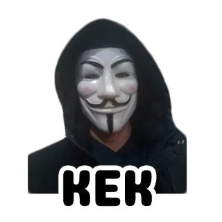 😀 20b5558a KEK maschera, anonimo, guy fawkes, felpa con cappuccio, kek telegram sticker