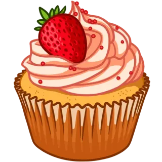 🙈 d20eb1ee cupcake, morango, sobremesa, doce, guloseima, comida telegram sticker