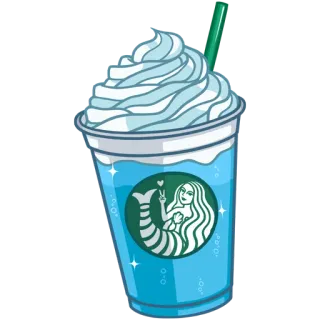 😐 e7a025f6 Starbucks, sereia, frappuccino, bebida, desenho animado, fofo telegram sticker