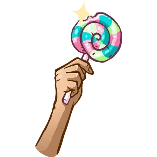 🍭 78505885 อมยิ้ม, ลูกอม, หวาน, มือ, ของหวาน telegram sticker