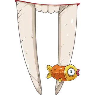 🍉 5293d255 colmillos, pez, dientes, dibujos animados, animal, boca telegram sticker