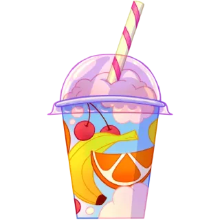 🍹 09cd2fc3 Smoothie, Minuman, Buah, Pisang, Jeruk, Ceri, Minuman whatsapp sticker