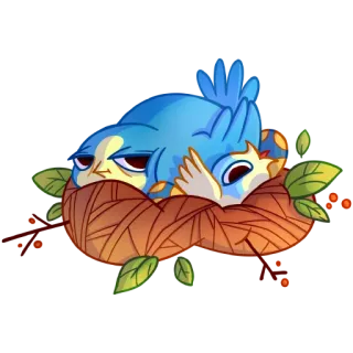 🐣 0b39d659 burung, sarang, imut, kartun, hewan, bayi burung whatsapp sticker