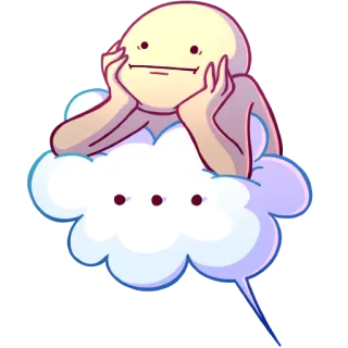 😐 290322d2 ... kartun, awan, berpikir, bermimpi, bosan, ilustrasi, karakter whatsapp sticker