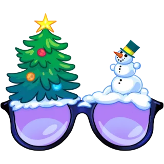 🎭 50fae148 natal, musim dingin, liburan, pohon, manusia salju, kacamata hitam whatsapp sticker