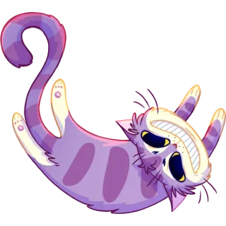 🐈 76943cac kucing, kartun, unik, ungu, garis-garis, binatang whatsapp sticker