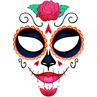 🎭 a1fa413a tengkorak gula, tengkorak, hari orang mati, Dia de los Muertos, bunga, mawar whatsapp sticker
