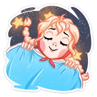 😴 2b1b9bd1 fille, dormir, étoile, mignon, rêve, paisible telegram sticker