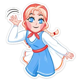 👋 3c949c85 fille, vague, russe, folklorique, traditionnel, costume, autocollant telegram sticker
