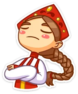 😑 13a262e3 russisch, Mädchen, Kokoschnik, Zopf, traditionell, gelangweilt, Aufkleber whatsapp sticker