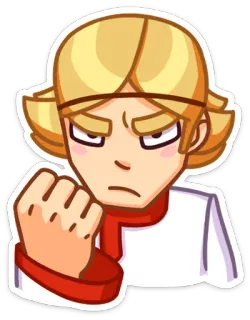 👊 d487f81a Cartoonfigur, wütend, ernst, Faust, blonde Haare whatsapp sticker