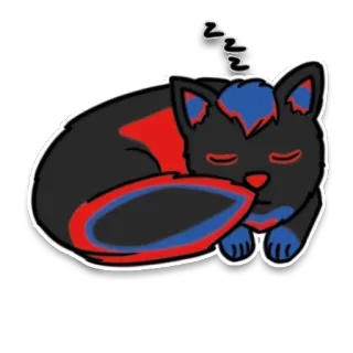 💤 bfc3af34 猫, 睡觉, 动物, 卡通, 宠物, 红色, 蓝色, 黑色 telegram sticker