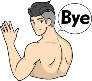 😜 2b8953b8 Bye uomo, onda, ciao, ciao, cartone animato, saluto telegram sticker