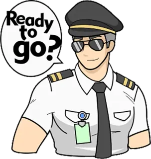 😜 3943675a Ready to go? Pilota, Aereo, Aviazione, Trasporto, Viaggio, Aeroporto telegram sticker