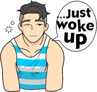 😜 684e0829 Just woke up assonnato, stanco, mattina, sveglio, cartone animato telegram sticker