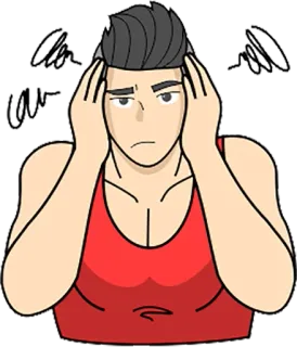 😜 812a9668 preoccupato, ansioso, mal di testa, stress, cartone animato, uomo, triste telegram sticker