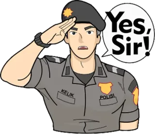 😜 94a37d84 Yes, Sir! polizia, agente, saluto, forze dell'ordine, sì signore telegram sticker