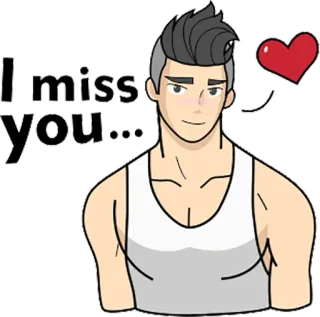 😜 bd6f2df3 I miss you... mi manchi, amore, cuore, cartoni animati, personaggio, saluto telegram sticker