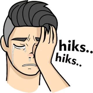 😜 f5ff6872 hiks.. hiks.. piangere, triste, emozionale, arrabbiato, lacrime, cartone animato, disegno telegram sticker