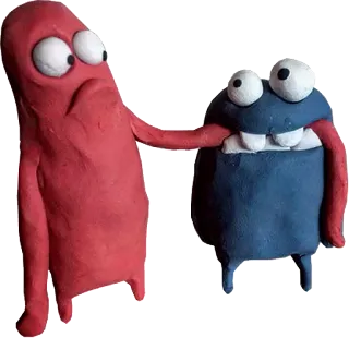 🐶 7debdeff 클레이 애니메이션, 캐릭터, 만화, 애니메이션, 빨간색, 파란색 telegram sticker