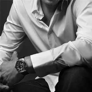 🖤 41728de0 Mann, Uhr, Hemd, Stil, Mode, Schwarzweiß telegram sticker