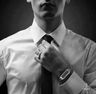 🖤 9dd941db Mann, Krawatte, Hemd, Festliche Kleidung, Monochrom, Schmuck, Nahaufnahme telegram sticker