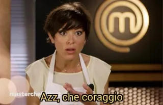 🦁 6b098ad0 Masterchef Azz, che coraggio série télé, femme, choquée, italien telegram sticker