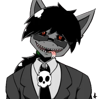 😜 fe99c008 Фурри, Акула, Череп, Галстук, Оттенки серого, Мультфильм, Иллюстрация whatsapp sticker