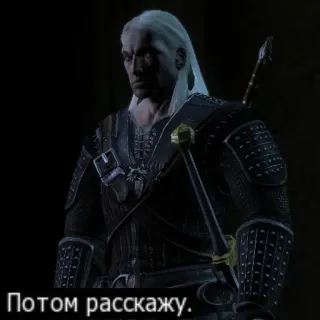 ⌛️ 86543ec7 Geralt The Witcher Потом расскажу. witcher, geralt, videojuego, fantasía, ruso, armadura telegram sticker