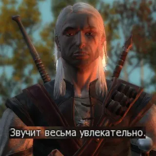 😕 88f8b3a2 Geralt of Rivia The Witcher Звучит весьма увлекательно. Geralt, The Witcher, Videojuego, Fantasía, Cita telegram sticker