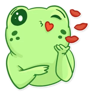 😘 e8b69780 Frosch, Kuss, Herz, süß, Tier, Cartoon telegram sticker