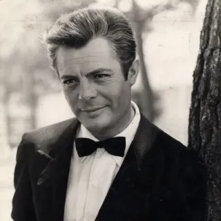 😉 5710b0b9 Marcello Mastroianni actor, black and white, portrait, celebrity, Italian cinema telegram sticker