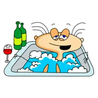 🛀 10a17eaf cartoon, bath, wine, bubbles, relaxation telegram sticker
