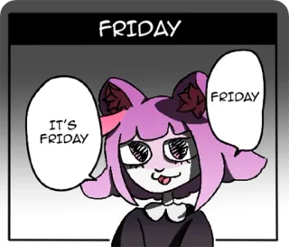 📅 7c049430 FRIDAY IT'S FRIDAY 星期五, 周末, 卡通, 文本 telegram sticker