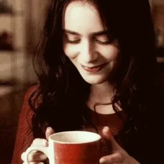 💞 7912630f Frau, Kaffee, Tasse, lächelnd, Porträt telegram sticker