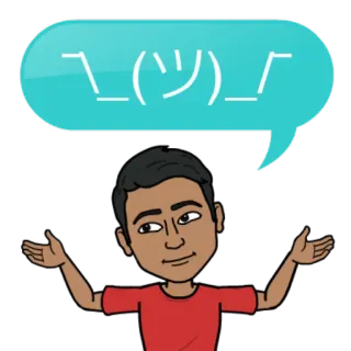 😕 16bd7e36 ¯\_(ツ)_/¯ 어깨를 으쓱, 불확실, Bitmoji, 아바타, 무관심 telegram sticker