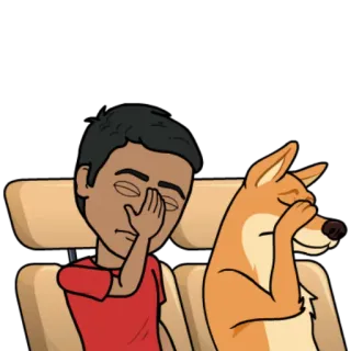 😨 aaecd068 짜증, 지침, 피곤, 귀찮음, 강아지, bitmoji telegram sticker