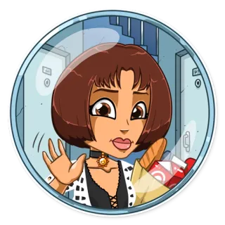 👋 1a730587 卡通, 女人, 角色, 女孩, 友善, 挥手 whatsapp sticker