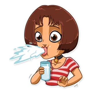 🥛 65009aa7 卡通, 喝, 牛奶, 女孩, 搞笑, 动画 whatsapp sticker