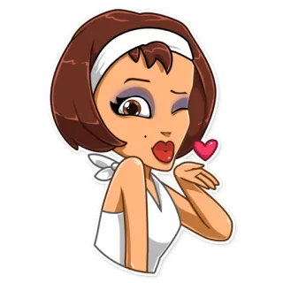 😘 ab879ef7 女人, 卡通, 亲吻, 心, 调情, 女孩, 爱 whatsapp sticker