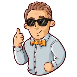 👍 1e2d1023 남자, 사업가, 만화, 엄지 척, 선글라스, 나비 넥타이 whatsapp sticker