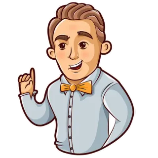 ☝️ 2654d7f9 남자, 만화, 나비 넥타이, 가리키는, 일러스트 whatsapp sticker