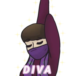 😎 6cbdc935 DIVA Дива, блестящий, персонаж, фиолетовый whatsapp sticker