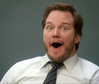 😳 97674bcd Andy Dwyer Parks and Recreation Andy Dwyer, Parks and Recreation, Chris Pratt, Sorpreso, Eccitato, Divertente, Commedia, Serie TV telegram sticker