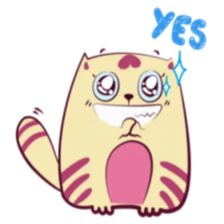 😌 0a4df8f1 YES kucing, imut, hewan, stiker, ya, ceria whatsapp sticker