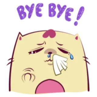 ✋ 5826caae BYE BYE! selamat tinggal, perpisahan, sedih, menangis, kucing, dadah whatsapp sticker