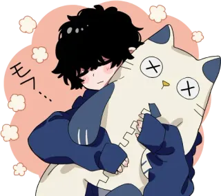 😴 cf57e605 톡... Junge, Katze, süß, Umarmung, Cartoon, kawaii telegram sticker