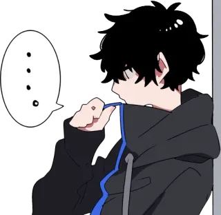 😶 ff287c18 ... Anime, Cartoon, Junge, Hoodie, Denken, Punkte telegram sticker
